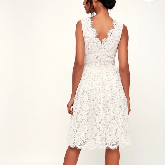 Lulu's Love Swept White Lace Midi Skater Dress, size S - Picture 4 of 12